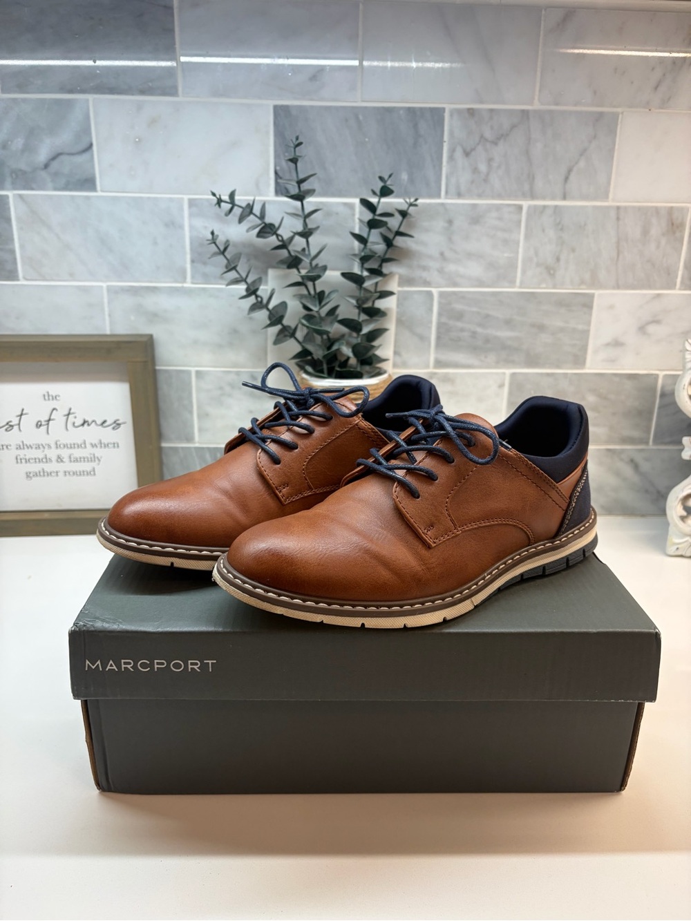Boys (size 3) Dress Shoes in Brown and Navy